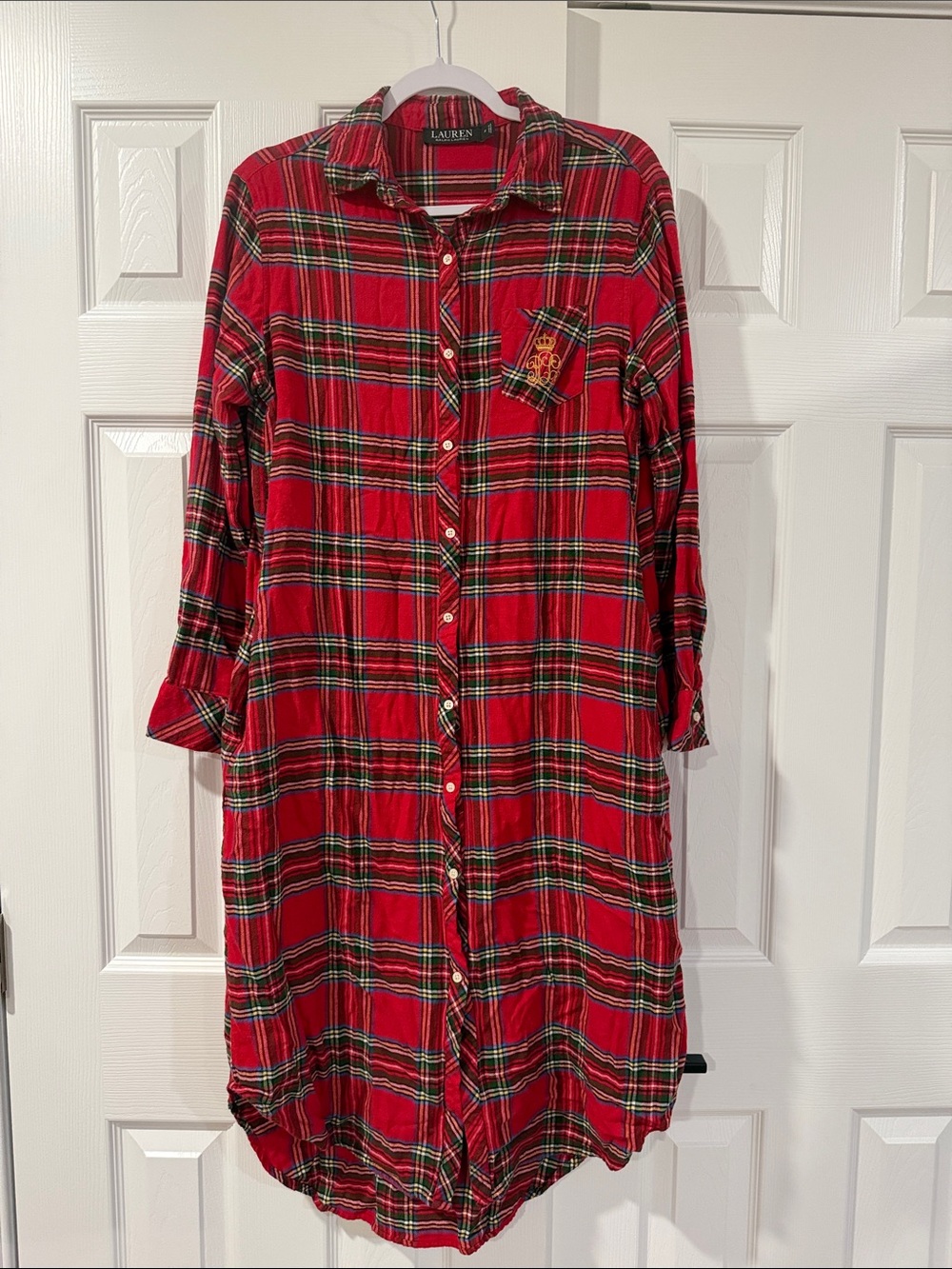 Lauren Ralph Lauren Red & Green holiday Plaid Long-Sleeve Mumu